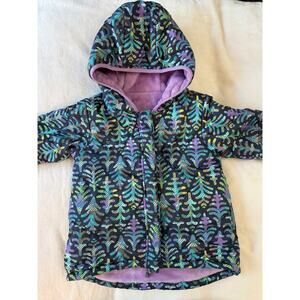 Columbia Girls Reversible Puffer Jacket Winter Snow Jacket Navy Pink Print 7 8 S
